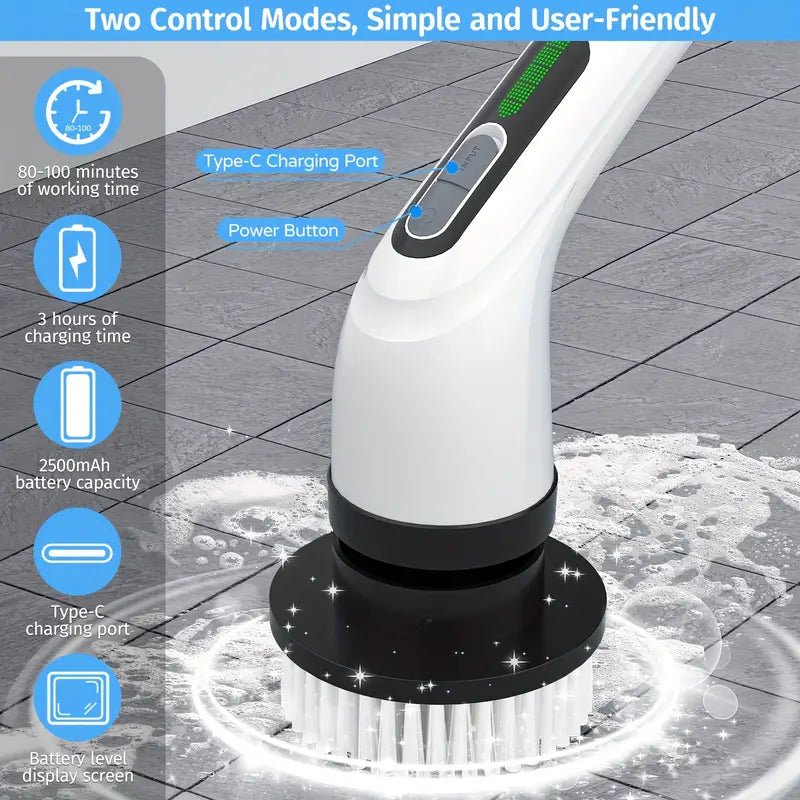 Electric Spin Scrubber, Dual Adjustable Speeds Cordless