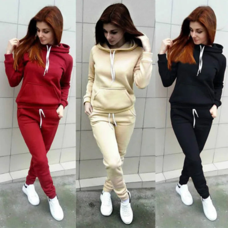 "Women's Casual Tracksuit 2PCS - Hoodie & Pants Set"