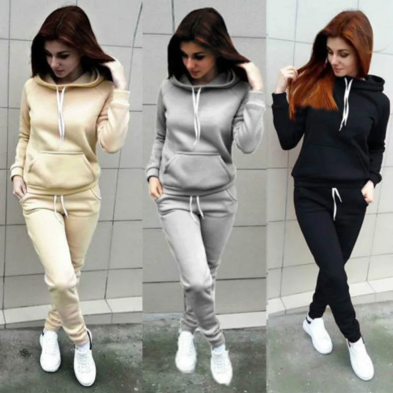 "Women's Casual Tracksuit 2PCS - Hoodie & Pants Set"