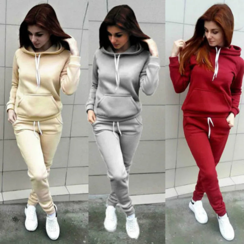 "Women's Casual Tracksuit 2PCS - Hoodie & Pants Set"