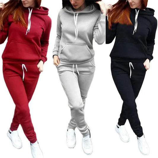 "Women's Casual Tracksuit 2PCS - Hoodie & Pants Set"