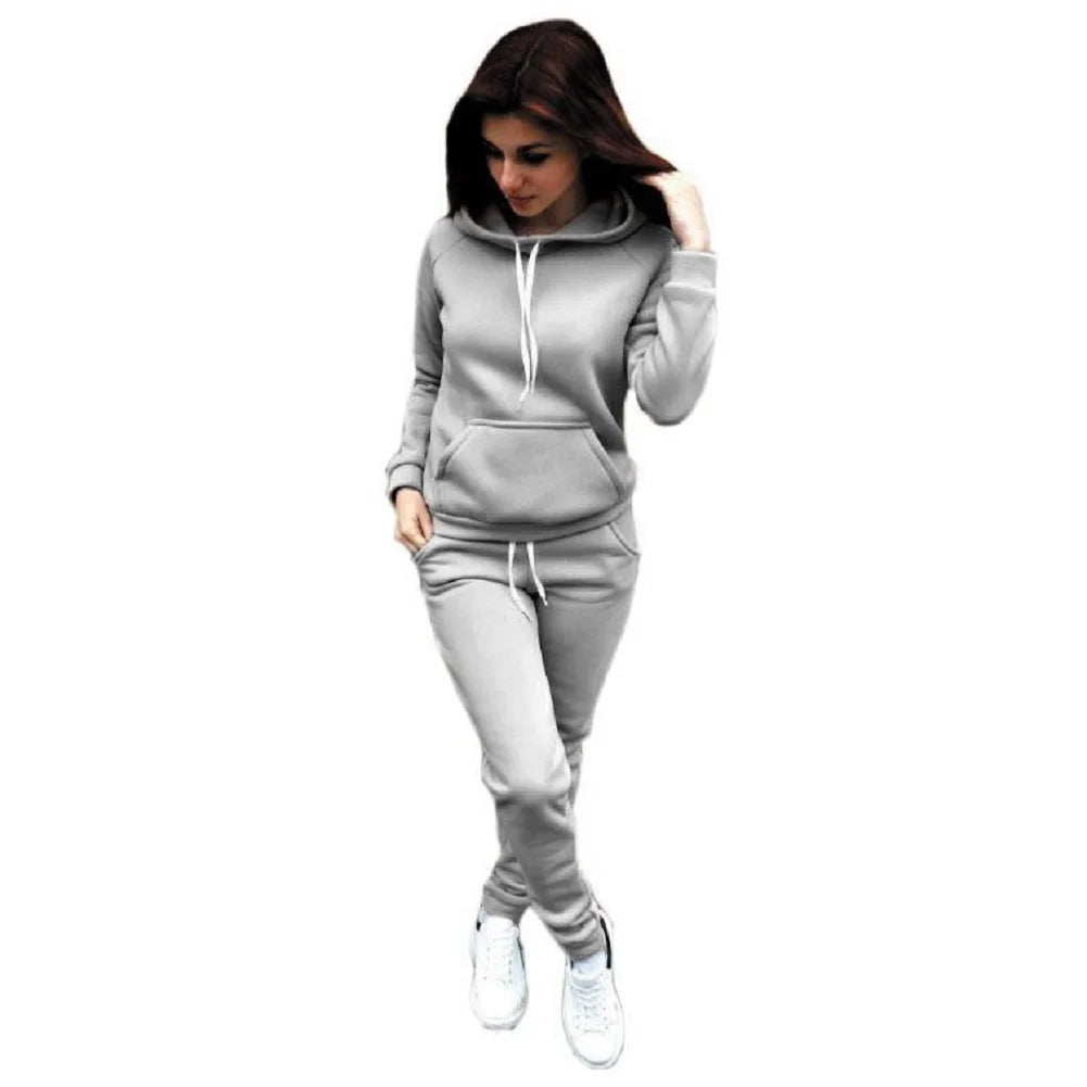 "Women's Casual Tracksuit 2PCS - Hoodie & Pants Set"