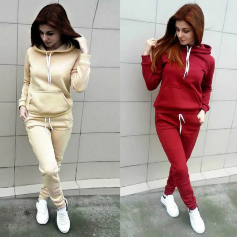 "Women's Casual Tracksuit 2PCS - Hoodie & Pants Set"