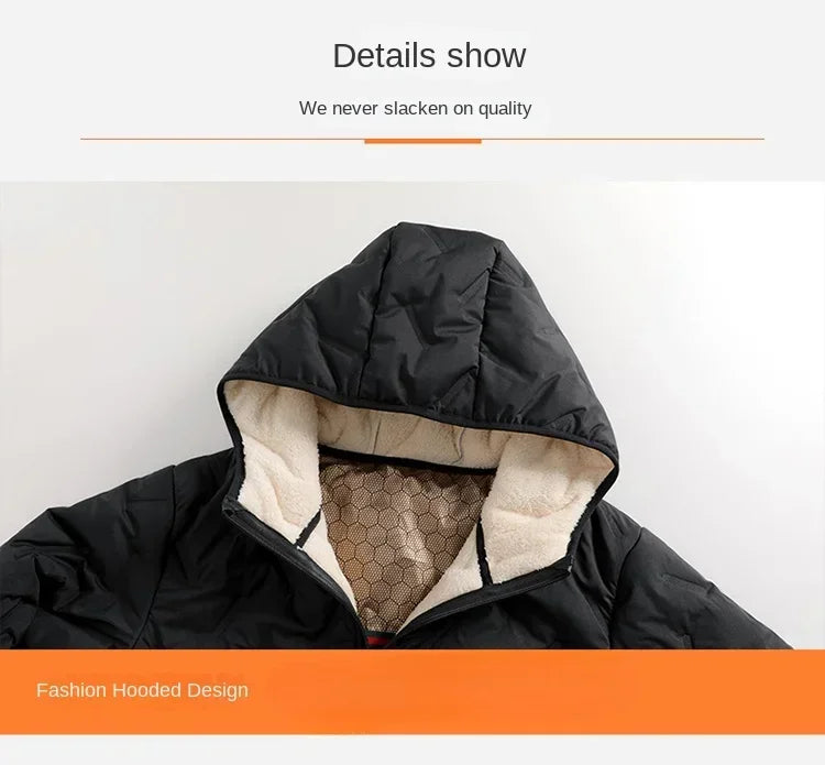 "Men's 2024 Winter Jacket: Thickened Lamb's Fleece Hooded Coat"