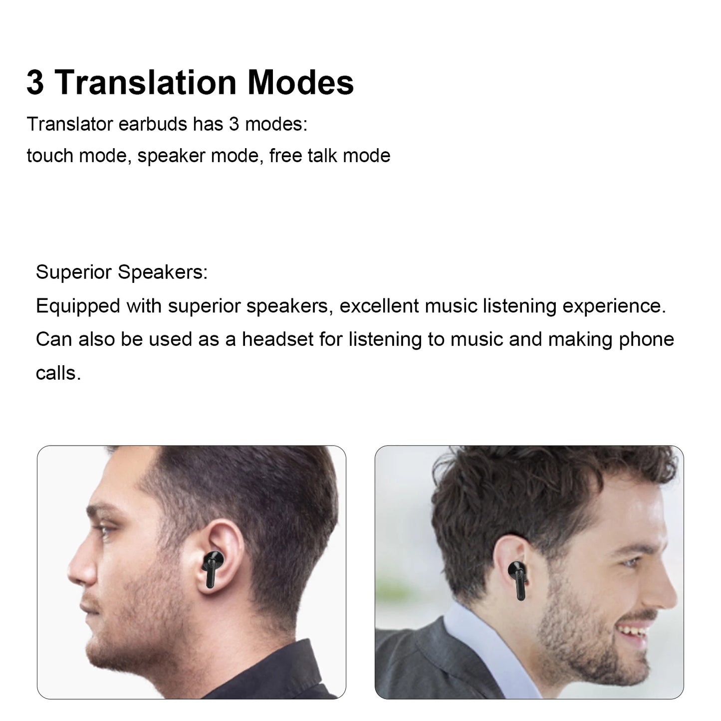 ✅Language Translator Earbuds Multifunction 144 Languages Bluetooth Language Translator Device for Travel Shopping Black