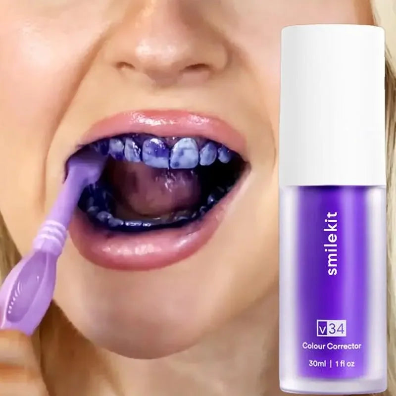 🔥30ml V34 SmileKit Purple Toothpaste Removes Tartar Clean Oral Hygiene Fresh Breath Whitening Teeth Care Products