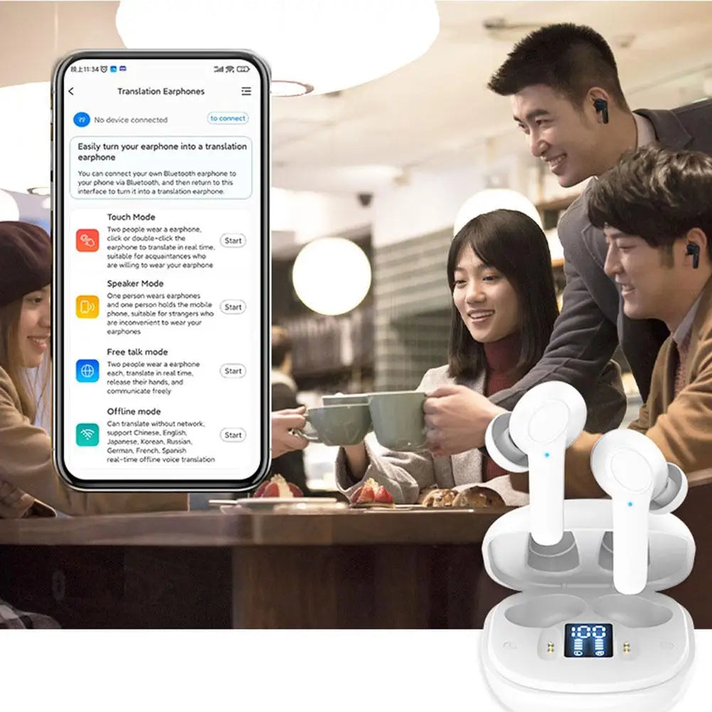 ✅144 Languages Smart Translate Earbuds Real Time Voice Translator Support Online OffLine 4 Translation Mode 98% Accuracy